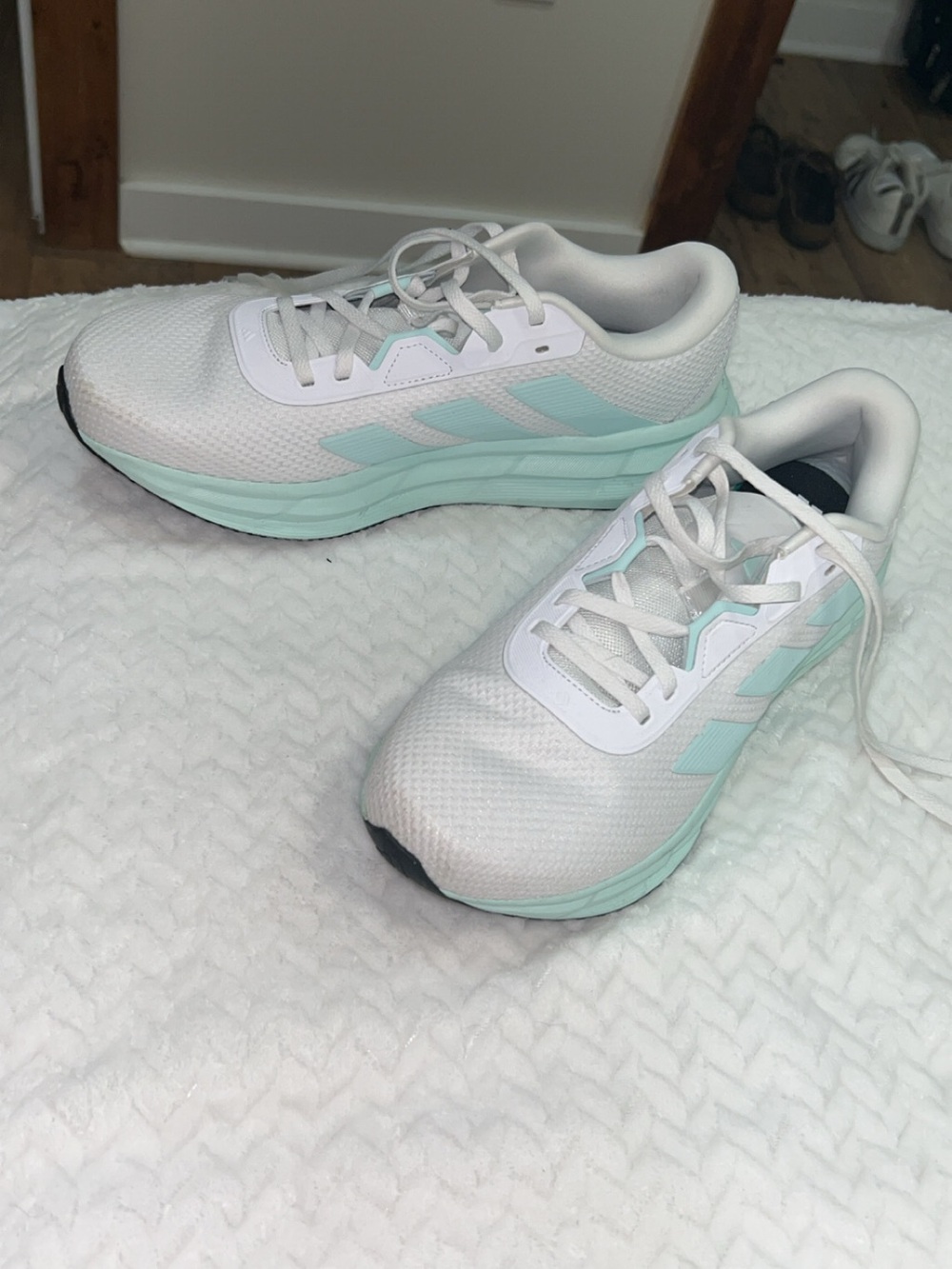 adidas Women's White and Mint Green Running Sneakers - Picture 4 of 6
